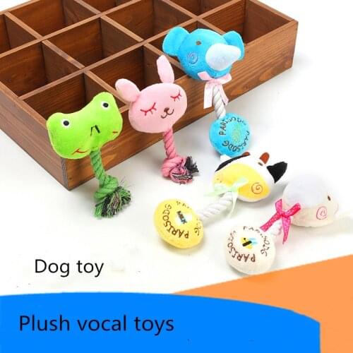 Dog plush vocal toys Plush cows, frogs, rabbits, animal cotton rope toys, bite resistant pet toys,Q26