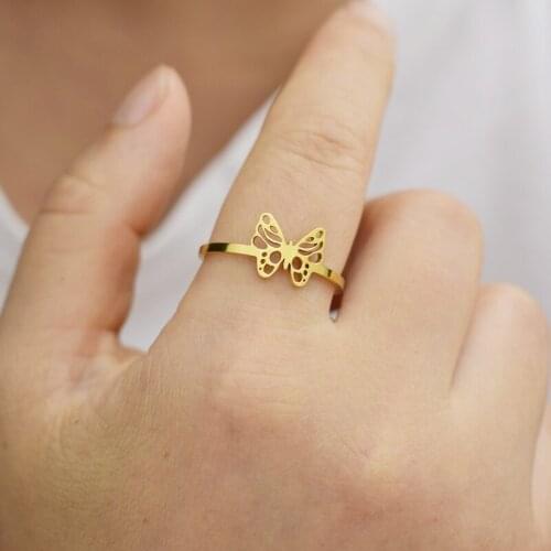 Popular in Europe and the United States, titanium steel flying butterfly ring fashion personality opening adjustable