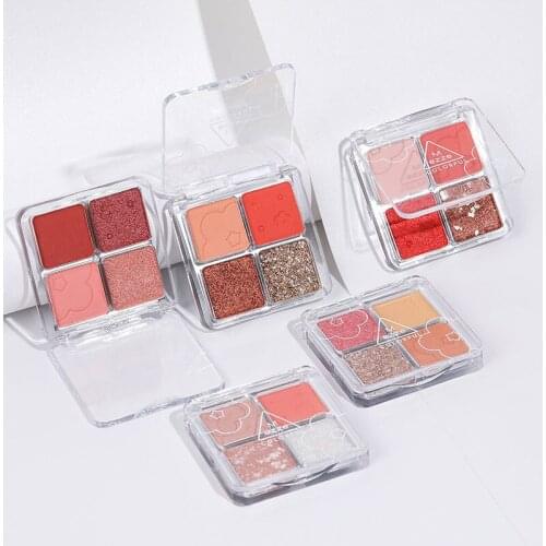 Portable 4 Color Eye Shadow Palette Glitter Pearlescent Waterproof Sequin Matte Eye Shadow Classic Color Matching Makeup TSLM1