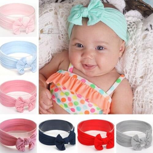 Baby Girls Lovely Bow Hairband Elastic Wide Nylon Infant Girls Headwear Clothing Accessory Photography Props Christmas Gifts