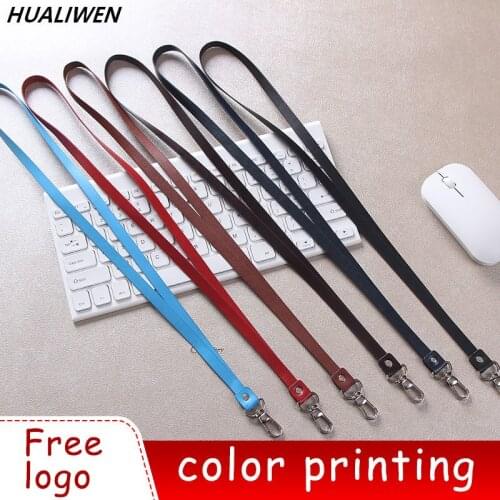 5pcs Imitation leather work card cover hanging rope factory brand chest card work card hanging rope bus leather PU hanging rope