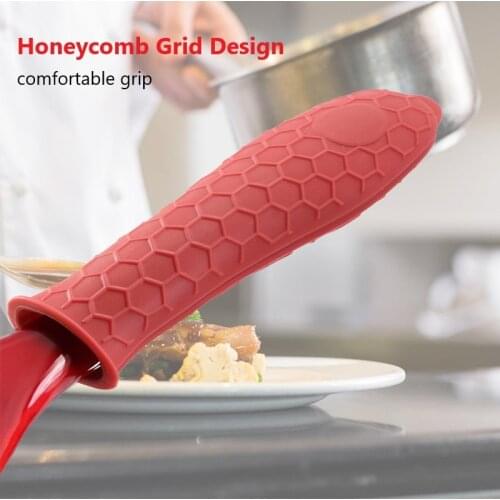 Silicone Pot Handle Cover Honeycomb Pot Handle Cover Handle Cover Anti-scalding Non-slip Pot Ear Clip Pot Ear Cover Dropship