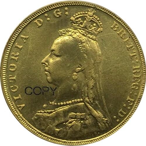 Great Britain 1 Sovereign Victoria 2nd portrait 1889 Brass Metal Copy Coins