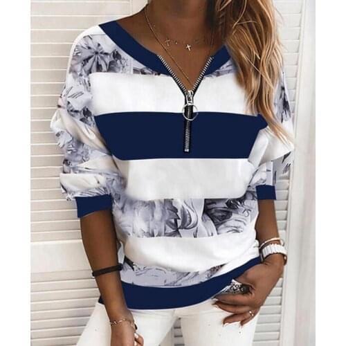 Womens Blouse Shirt Striped Color Block Long Sleeve Print V Neck Tops Basic Top Blue Yellow Blushing Pink