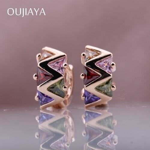 OUJIAYA Hollow Micro-wax Inlay 585 Rose Gold Wedding Luxury Natural Zircon Dangle Earrings Fashion Women Party Exquisite A39
