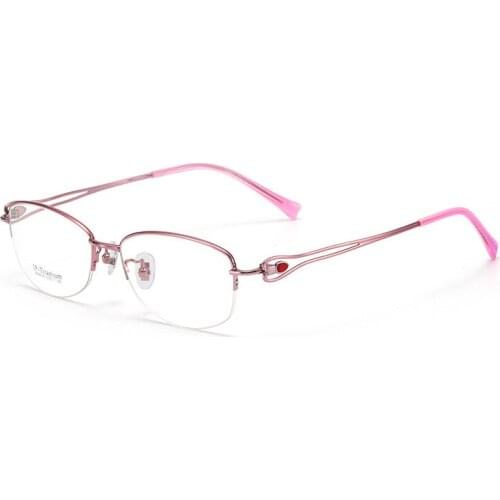 Women Simple Pure Titanium Ultra Light Half Glasses Frame Small Face Myopia Optical Glasses Frame Oculos De Grau Feminino