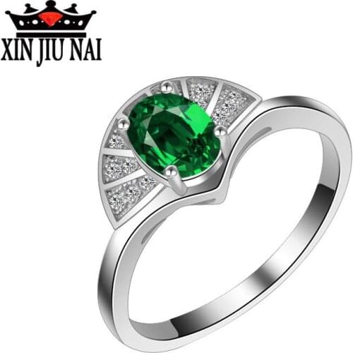 925 sterling silver women ring Finger Beautiful Jewelry Sweet shiny Creative Retro green round wedding Rings For girl