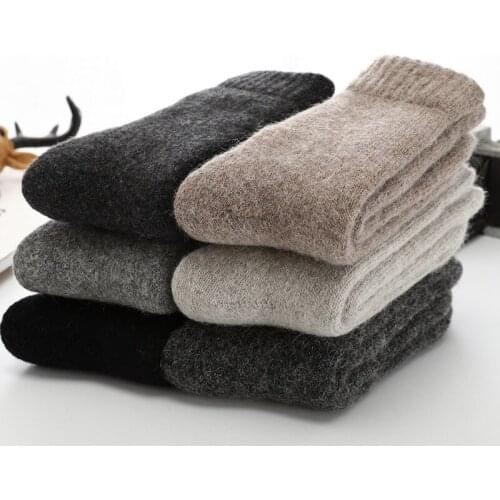 Winter Warm Merino Wool Male Men Socks Women Socks Super Thicker Solid Socks Merino Wool Rabbit Socks Against Cold Snow