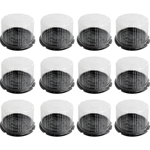 1 Set 20PC Bakery Round Shape Plastic Cake Boxes Cheese Mousse Packing Boxes (Black)