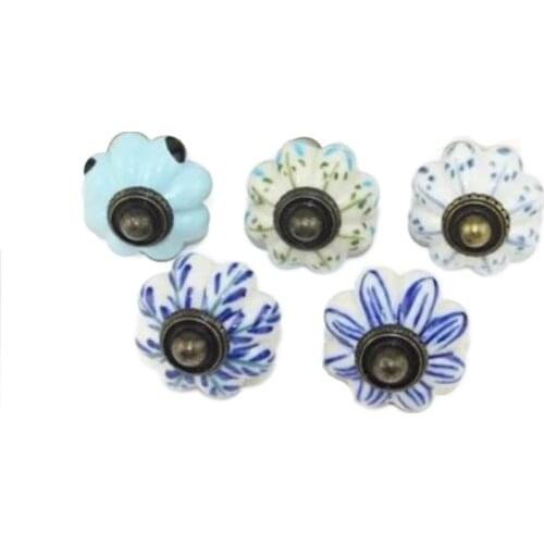 1pc 41MM Dia Ceramic Door Drawer Handles Pumpkins Knobs Europe Ceramic Cabinet Cupboard Handles Pull Drawer Dresser Knobs pulls