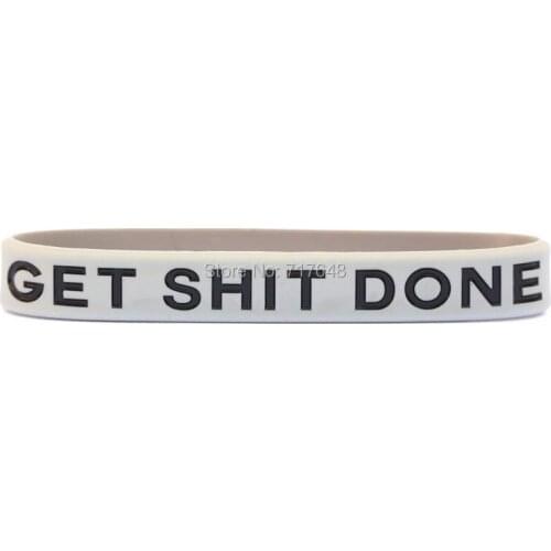100pcs Inspirational Quote GET SHIT DONE gray wristband silicone bracelets free shipping by epacket A