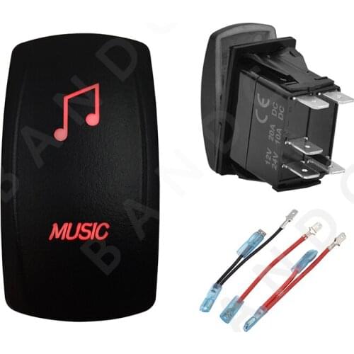 Jumper Wires Set，MUSIC 12V 24V Car Boat Caravan Rocker Switches Waterproof Car Buttons Dual Red LED Lights Bar Interior Parts