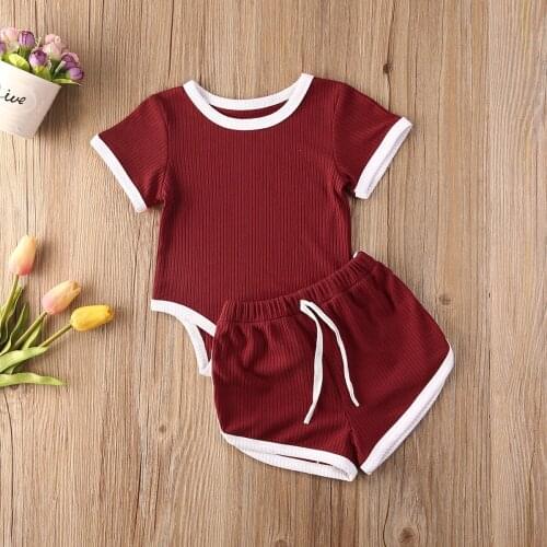 2020 New Fashion Summer 2PCS Newborn Baby Girl Boy Clothes Short Sleeve Tops T-Shirt+Shorts Pants Outfit 0-24M