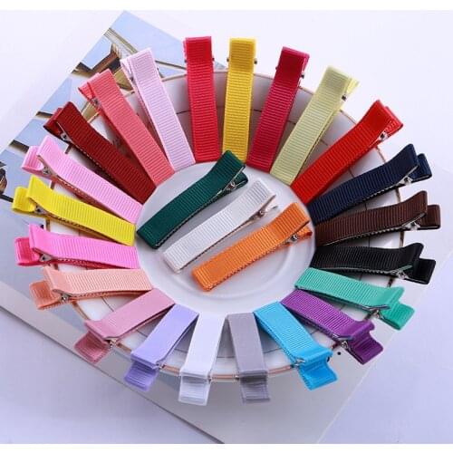 20pcs Colorful Fabric Hairpin Base Kids 5cm Hair Clip Settings Diy Handmade Girls Bow Hairpins Accessories For Jewelry Findings