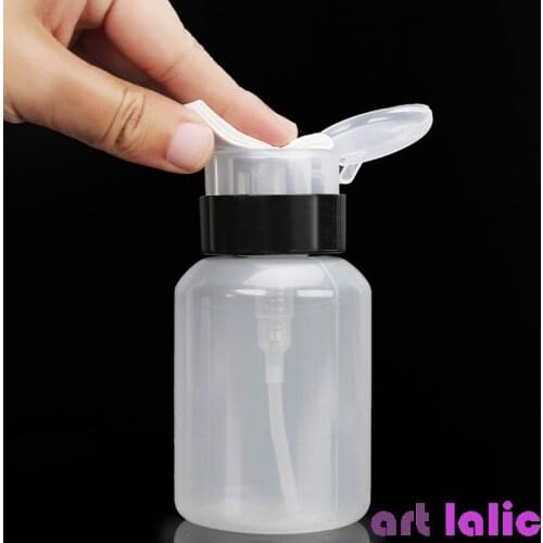 210ml Clear Refillable Bottles Pump Dispenser Nail Art Polish Gel Remover Cleaner Empty Acetone Liquid Bottle Makeup Tools