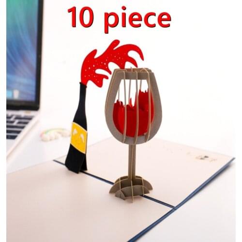 3D Laser Cut Handmade Carving Wine Glass Fathers Invitation Greeting Cards PostCard Valentines Day Wedding Anniversary Gift