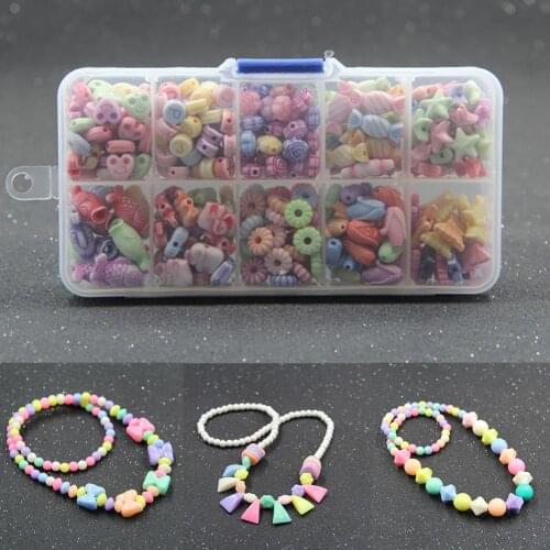 5 Styles DIY Handmade Beaded Children Toy Creative Loose Spacer Beads Crafts Making Bracelet Necklace Jewelry Kit Girl Toy Gift