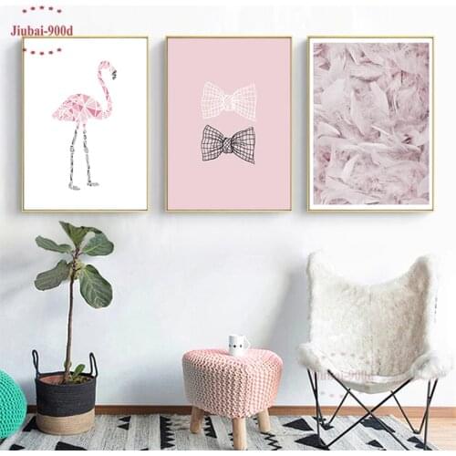 900D Feather Paintings Art Decor Sweet Pink Prints and Posters Wall Pictures For Home Decoration Wall Art Canvas Picture NOR42