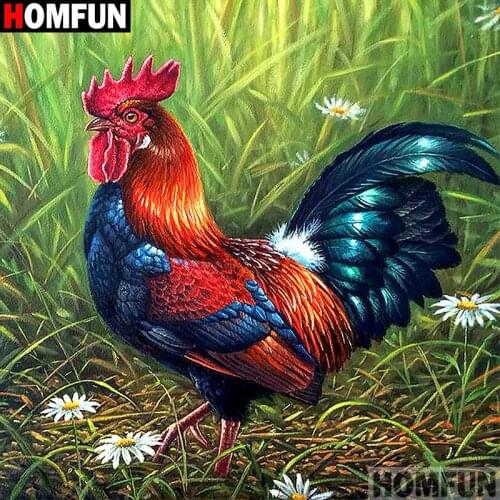 HOMFUN Full Square/Round Drill 5D DIY Diamond Painting "Animal chicken" 3D Diamond Embroidery Cross Stitch Home Decor A18891
