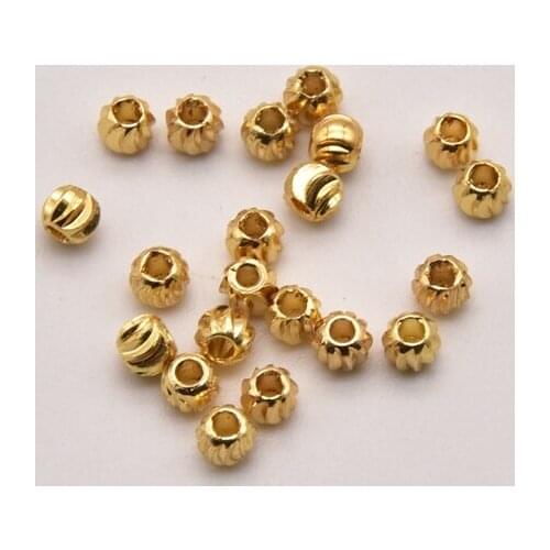 200 Pcs/Lot 3mm 18K Brass Gold-Plated Watermelon Beads Perforated Bead Accessories Wholesale Beads For Jewelry Making JA0322