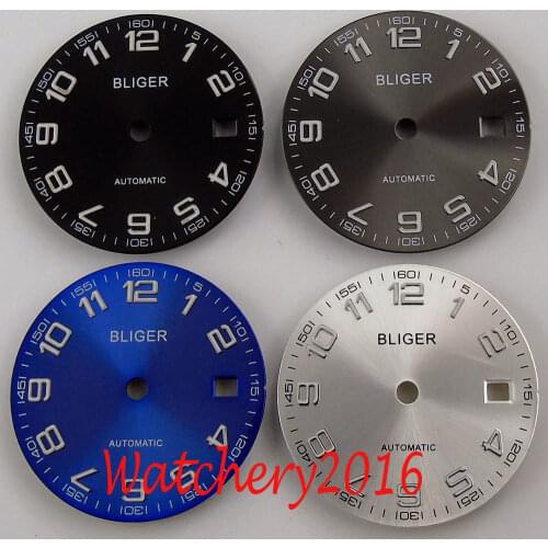 29mm Arabic Numerals Blue Black White sterile Watch Dial fit 2836 2824 2813 3804Miyota 82 Series movement