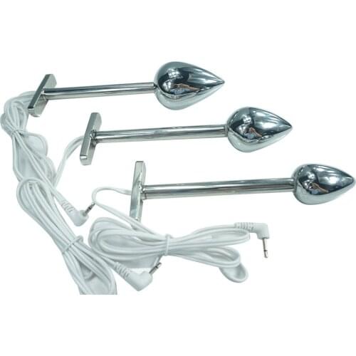 Electro Shock Long Anal Plug Bi-Polar Metal Butt Plug Dildo Electric Stimulation Masturbator Sex Toys for Men Women