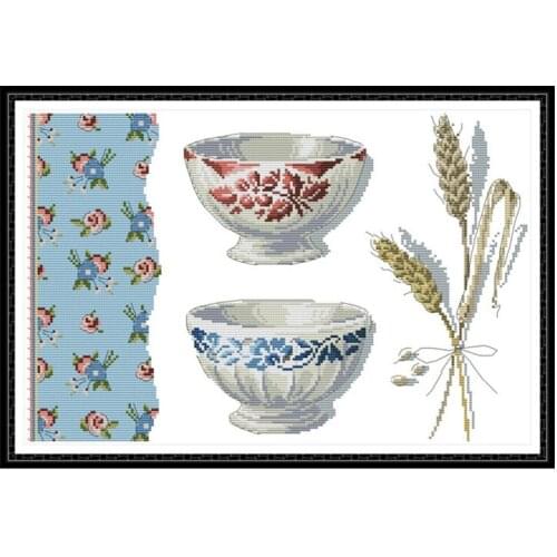 Porcelain Cross Stitch Kits 11CT Printed Fabric DMC Counted Embroidery Set Needlework Dimensions Counted Printed on Canvas DMC