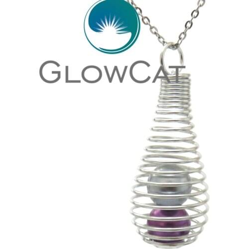 KK581 Large 41mm Bottle Spiral Spring Beads Cage Locket Fragrance Essential Oil Diffuser Oyster Pearl Cage Iron Pendant Necklace