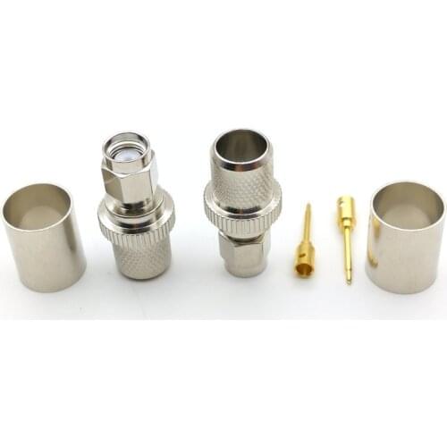 50PCS brass Connector SMA male plug crimp for RG8 LMR400 RG213 RG165 Cable