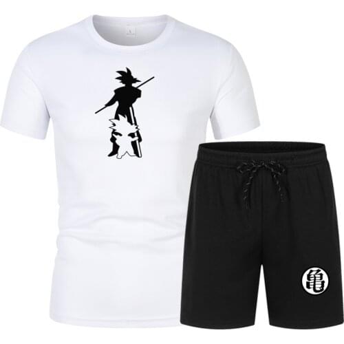 Summer anime Z short suit mens casual wear sportswear comfortable and breathable T-shirt + shorts hip-hop print clothing