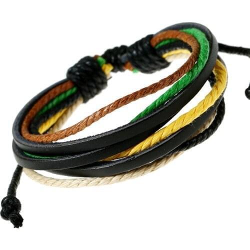 Kirykle Hot sell 100% hand-woven Fashion Jewelry Wrap multilayer Leather Braided Rope Wristband men bracelets bangles for wome