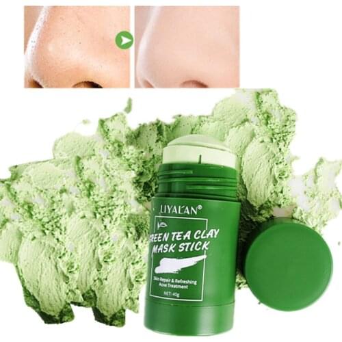 Green Tea Mask Stick For All Skin Cleansing Anti Acne Purifying Blackhead Pore Tight Vegan Plant Facial Solid Matcha Clay Mask
