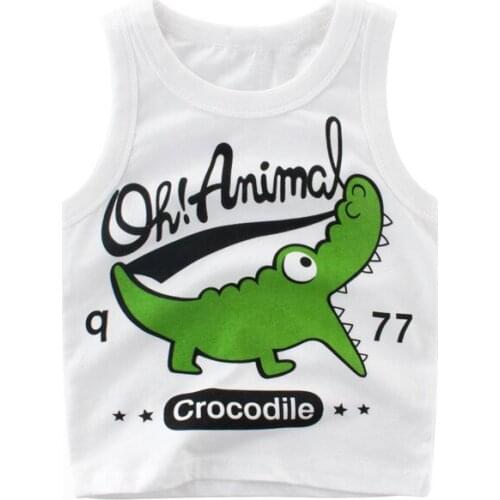 Cute Summer Baby Boy girl Outfit Clothes Crocodile Printing Vest T-Shirt Cool Children Boys Cartoon cool Clothing