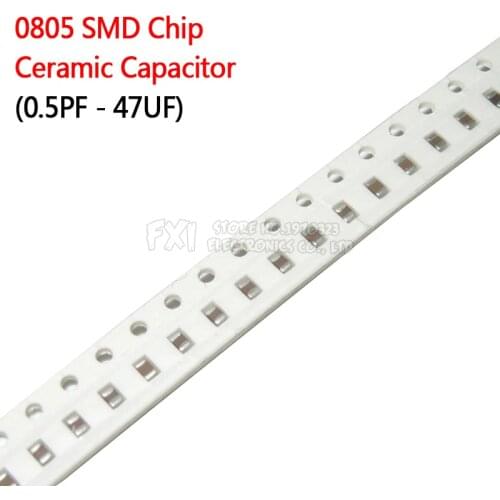100pcs 0805 SMD Chip Multilayer Ceramic Capacitor 0.5pF - 47uF 10pF 22pF 100pF 1nF 10nF 100nF 0.1uF 1uF 2.2uF 4.7uF 10uF 22uF