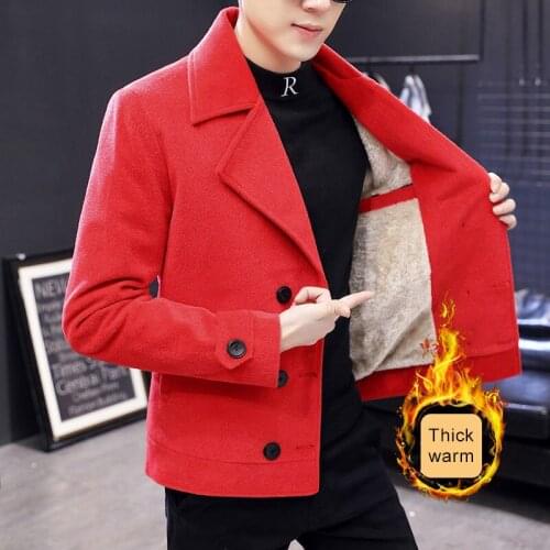 Korean Men Coat Double Breasted Suit Collar Woolen Jacket Men Tweed Coat Manteau Homme Hiver Winter Coat Men Abrigo Largo Hombre