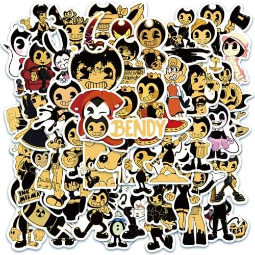 10/50PCS pack Cartoon Anime Bendy Ink Machine Game Stickers Skateboard Fridge Guitar Laptop Luggage Toy Sticker