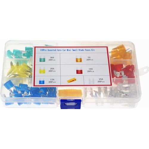 120pcs Mini Blade Fuse Box Assortment Set Automotive Truck Fuses Holder Kit