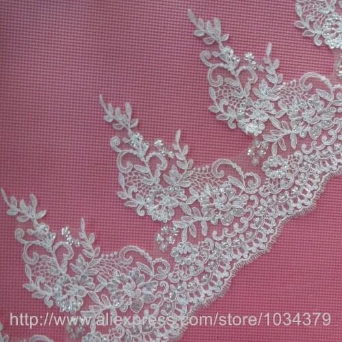 Delicate 3Meter 26cm Ivory Fabric Flower Venise Venice Lace Trim Applique Sewing Craft LW0213