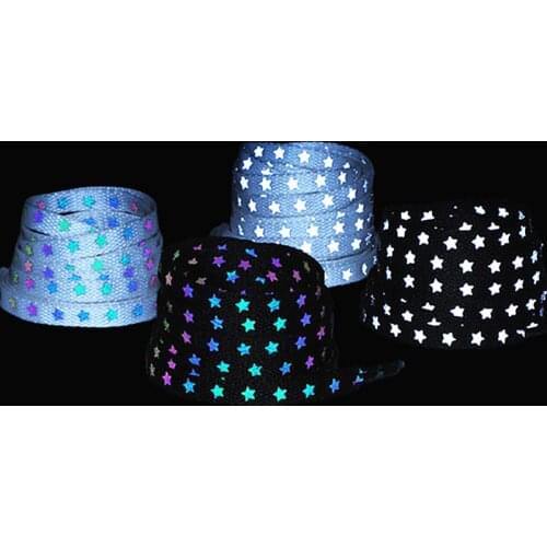 New Holographic Reflective Star Shoelaces Double-sided Reflective High-bright Reflective Flat Laces Sneakers ShoeLaces