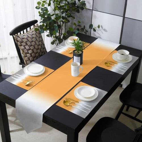 Orange White Gray Gradient Table Runner Set Cotton Linen Table Runners Tablecloth Dining Table Mat Home Wedding Table Decoration
