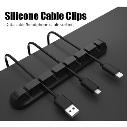 Cable Organizer Silicone USB Cable Winder Desktop Tidy Management Clips Cable Holder for Mouse Headphone Wire Organizer