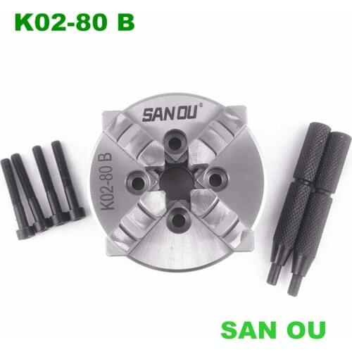 80mm 3 inch Lathe Chuck four Jaw mini Self-Centering SANOU K02-80B for CNC Wood Lathe Buddha Beads