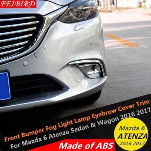 ABS Front Bumper Fog Light Lamp Eyebrow Cover Trim Exterior For Mazda 6 Atenza Sedan & Wagon 2016 2017 bright style