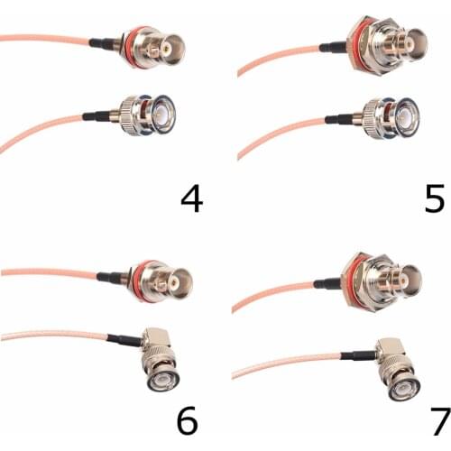 BNC Male Plug Right Angle to Straight BNC Female For HD SDI Video Signal 6G 4K Camera Pigtail Soft 75 Ohm RG 179 Coaxial Cable