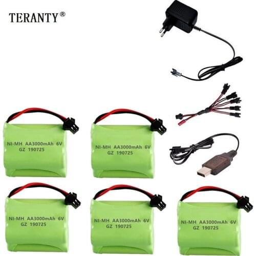 SM Plug) Ni-MH 6v 3000mah Battery + USB Charger For Rc toys Cars Tanks Robots Boats Guns 4* AA 6v Rechargeable Battery Pack