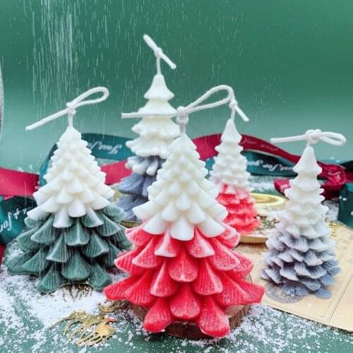 Coniferous Christmas Tree Silicone Candle Mold for Handmade Desktop Decoration Gypsum Resin Aromatherapy Candle Silicone Mould