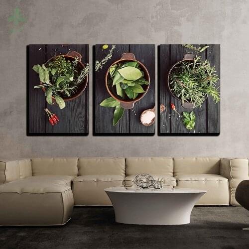 Mediterranean Herbs And Ingredients Rosemary Thyme Sage Salt Oregano Oil Painting Indoor Decoration