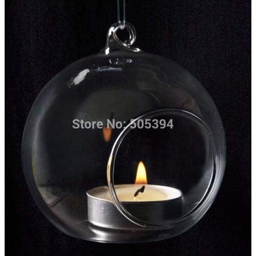 Glass Hanging Candle Holder Romantic Crystal Candlestick Wedding Dinner Decor