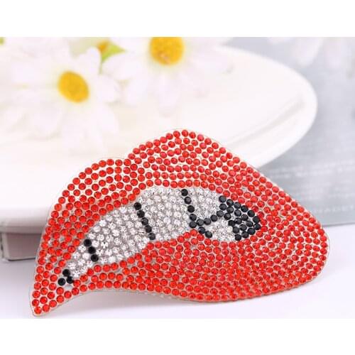 Rhinestone Patch Red Lip New Bear Claw Clothing Accessories Cat Patch Iron on Patches for Clothes Appliqued