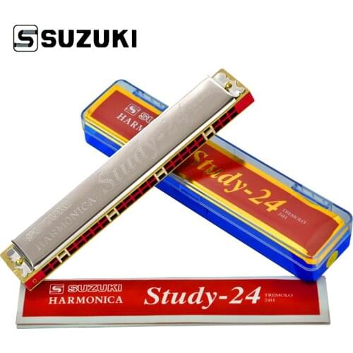Suzuki 24 hole Harmonica key of C Tremolo Folk Master Harmonica 24 Hole Beginner Playing Polyphonic Tone